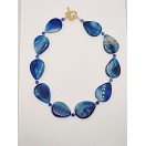 Blue Banded Agate Teardrops Necklace - 20 Inches Long